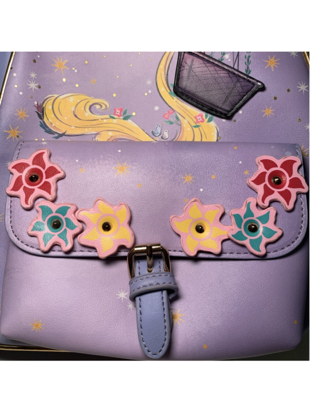 Disney Danielle Nicole Rapunzel Mini Backpack - Purple Faux Leather With Gold Ac - Picture 7 of 11